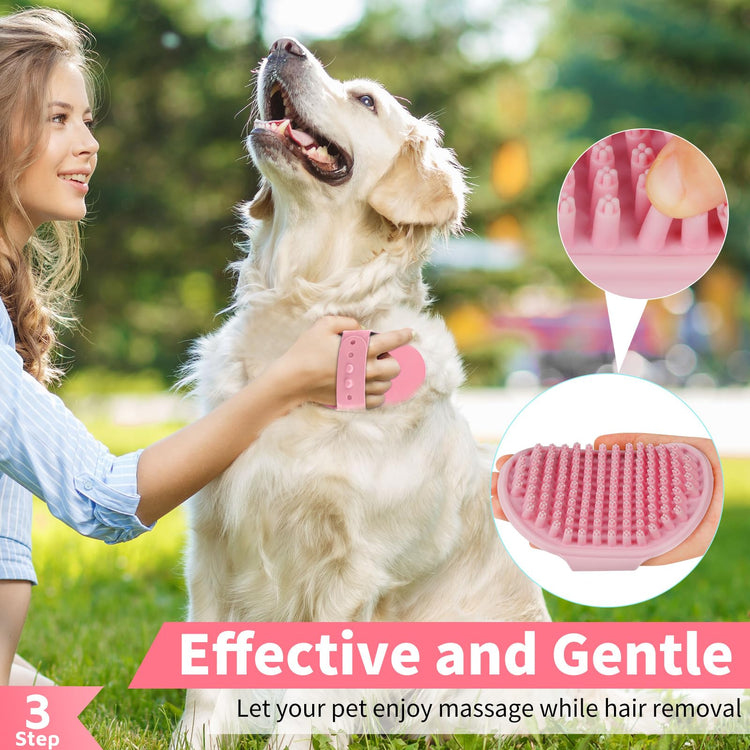 Comotech 6PCS Dog Bath Brush & Dog Toothbrush | Adjustable Handle Shampoo Brush & Scrubber for Short & Long Haired Dogs & Cats | Effectively Solve Odor & Stain Removal Problems (Blue Blue Blue.)