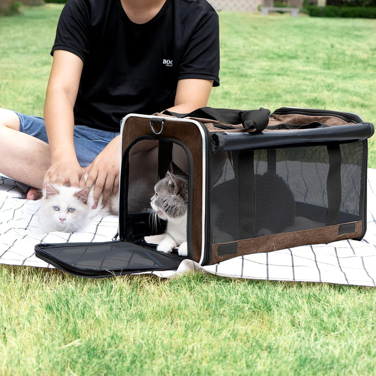 GAPZER Pet Carrier for Large Cats, Soft-Sided Cat Carrier for Medium Big Cats and Puppy up to 20lbs, Washable Dog Carrier Privacy Protection for Home Outdoor Travel
