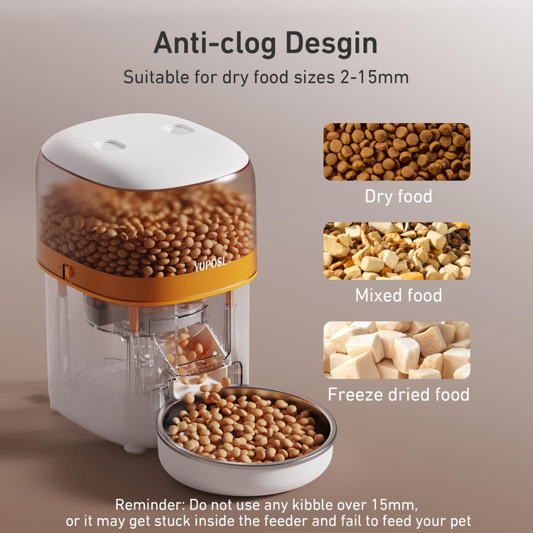 Yuposl Automatic Cat Feeders - 2L Cat Food Dispenser Easy to Use, Timed Automatic Pet Feeder with Over 180-day Battery Life, 1-6 Meals Dry Food Programmable Portion Control Also for Dogs