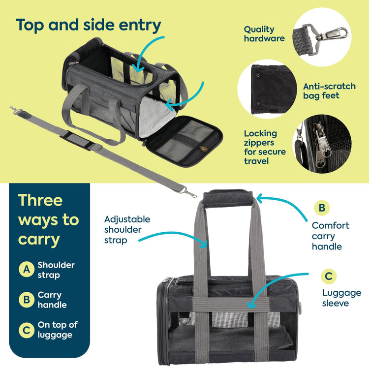 Sherpa Original Deluxe Travel Pet Carrier, Airline Approved & Guaranteed On Board - Charcoal Gray, Medium