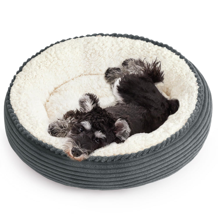 Love's cabin Round Donut Cat and Dog Cushion Bed, 20in Bed for Cats or Small Dogs, Anti-Slip & Water-Resistant Bottom, Super Soft Durable Fabric Pet Beds, Washable Luxury Cat & Dog Bed Gray