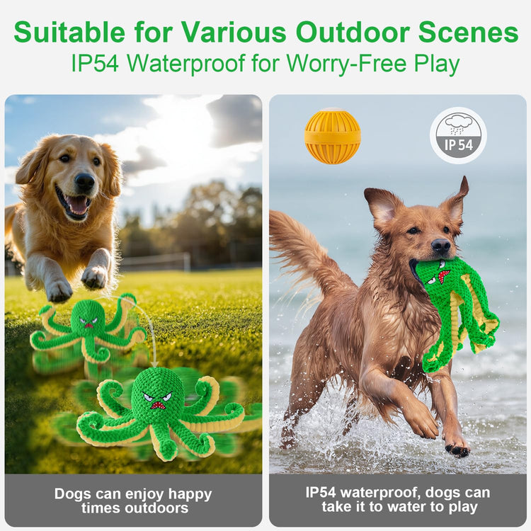 Interactive Dog Toys Octopus,Durable Automatic Jumping Dog Toy to Keep Them Busy,Squeaky Moving Tug of War Doggie Toy,USB Rechargeable,Not for Aggressive Chewers (Blue)