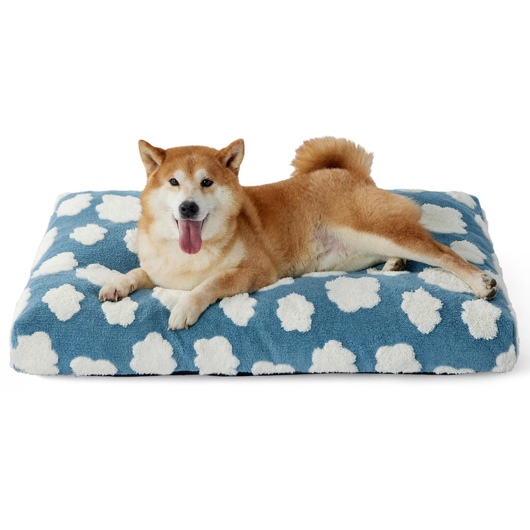 LE SURE Dog Beds Medium Size-Thick Shredded Chopped Foam Pet Bed as Gift for Indoor with Removable Cover, Cute Modern Fuzzy Plush & Anti Slip Bottom, Green