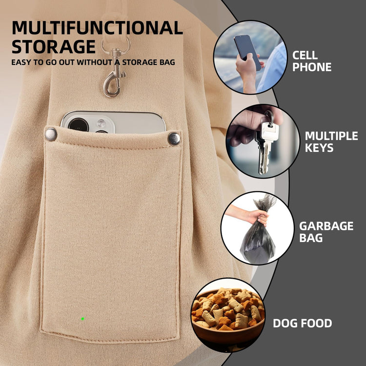 Dog Carrier Sling - Reversible Puppy Carrier Purse with Storage Pocket, Hand-Free Dog Sling Carrier for Carry Small Dogs and Cats, Travel Safety Harness, Dog and Cat Harness(Black)