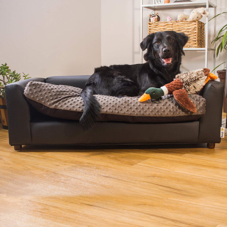 Keet Fluffy Deluxe Pet Bed Sofa Chocolate Small