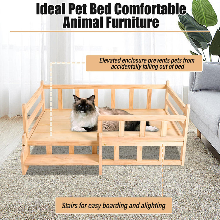 PetsFurniture Comfortable Cat & Dog Bed Frame - Wooden, Up to 66 lbs (L)