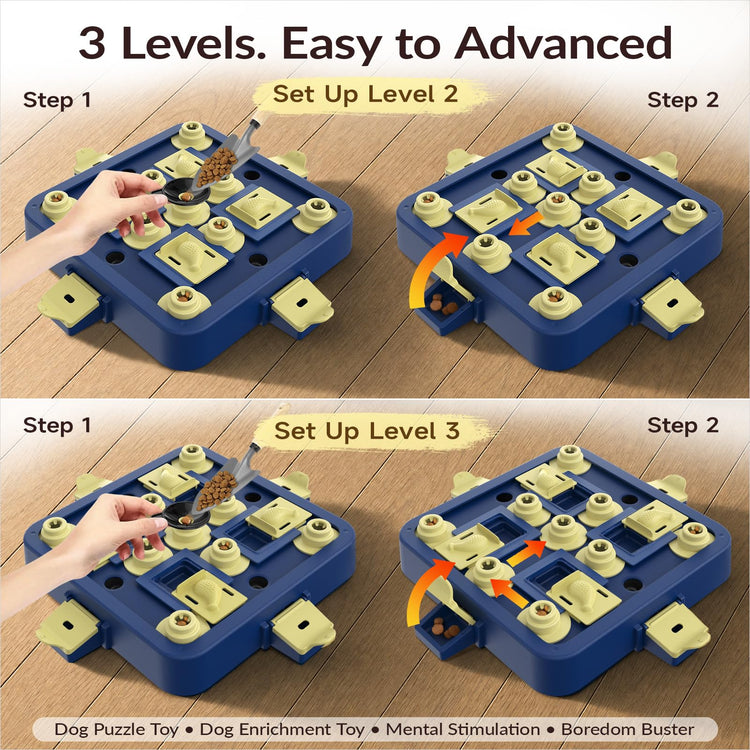 KADTC Dog Chess Puzzle Toy, Large Size, 3 Levels of Step-by-Step Challenge Beginner to Advanced Slow Feeder & Mental Stimulation for Smart Dogs Enrichment Toys