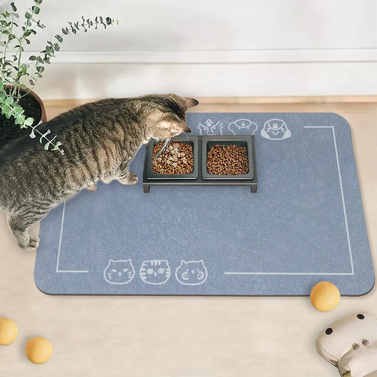 YCT Cat Pet Food Mat - Non-Slip Bottom Absorbent Quick Dry Feeding Mat for Dogs and Cats - Pet Supplies, 11.8"x18.1" Beige