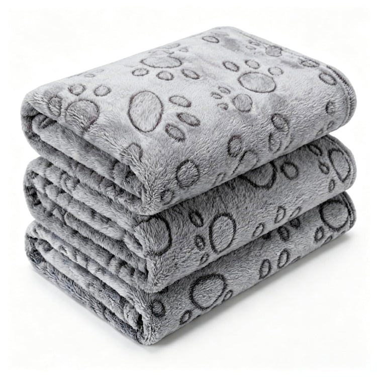 1 Pack 3 Blankets Super Soft Fluffy Premium Fleece Pet Blanket Flannel Paw Printed Throw for Dog Puppy Cat (Small 23x16'', Brown, Pink, White)