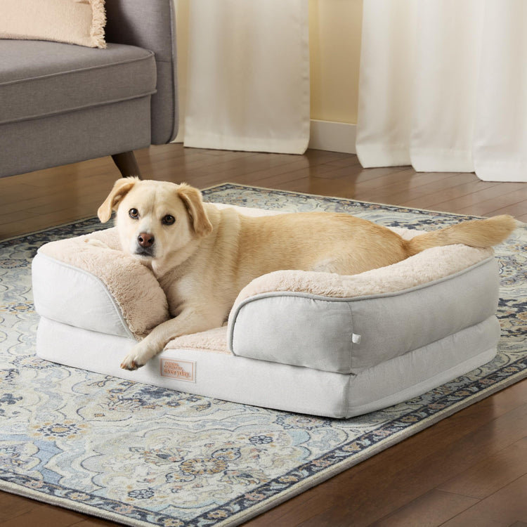 Town & Country Everyday CuddleTown Comfy Solid Bolster Sofa Pet Bed, Supportive & Calming Egg Crate Foam, Non-Slip Bottom, Machine Washable Cover, Grey, Medium 28"x23"x8"