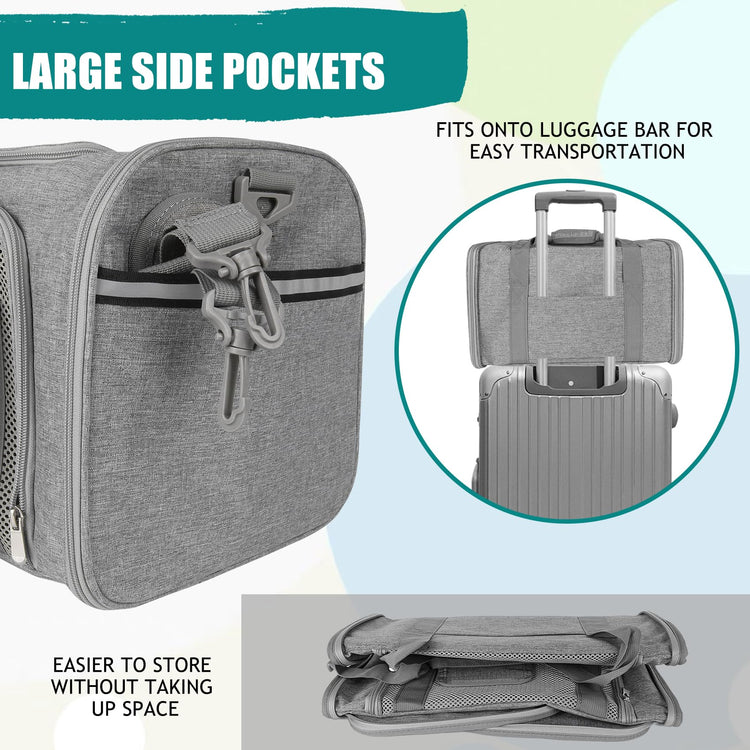 Cat, Dog Carrier for Small Medium Pet Carriers Up to15Lbs, Cats Carrier Soft- Sided Puppy Dogs Bag Portable Foldable Airline Approved Carrier Travel (Green 18 * 11 * 11)