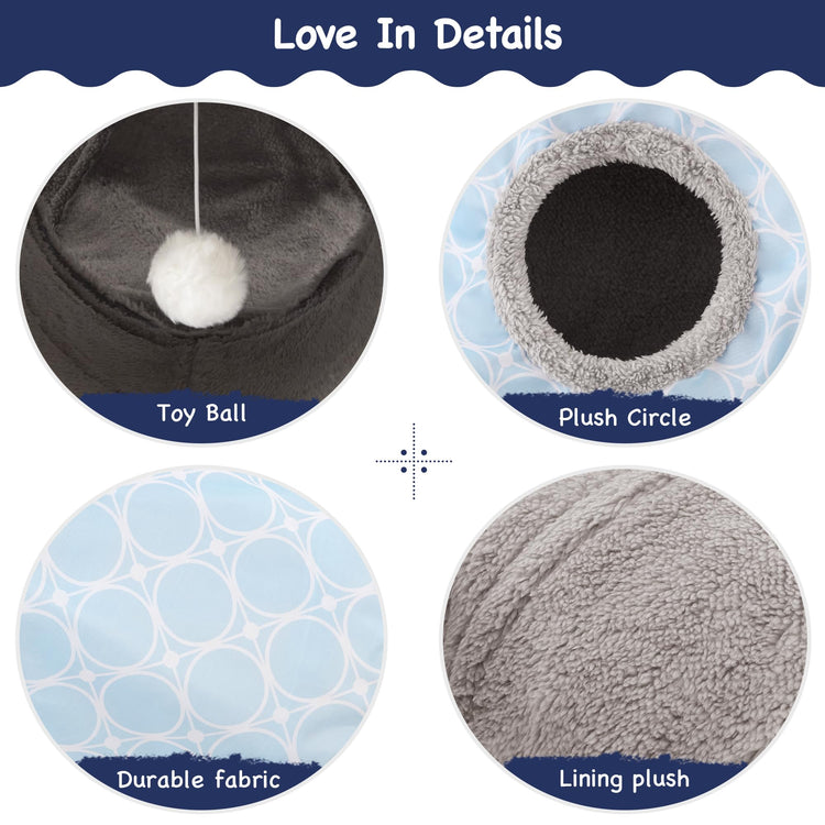 Tempcore Pet Cat Tunnel Tube Cat Toys 3 Way Collapsible, Tunnels for Indoor Cats，Kitty Bored Peek Hole Toy Ball Cat, Puppy, Kitty, Kitten, Rabbit