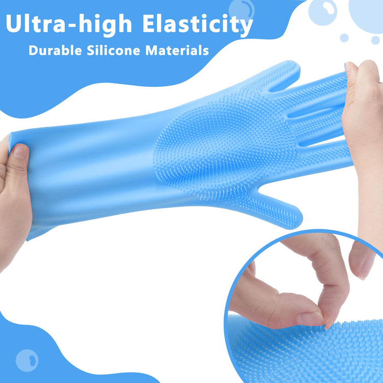 Pet Grooming Gloves—Dog Washing Gloves with High-Density Teeth, Dog Bath Scrubber with Enhanced Five Finger Design, Silicone Gloves for Dogs and Cats Bathing, Massage (Blue)