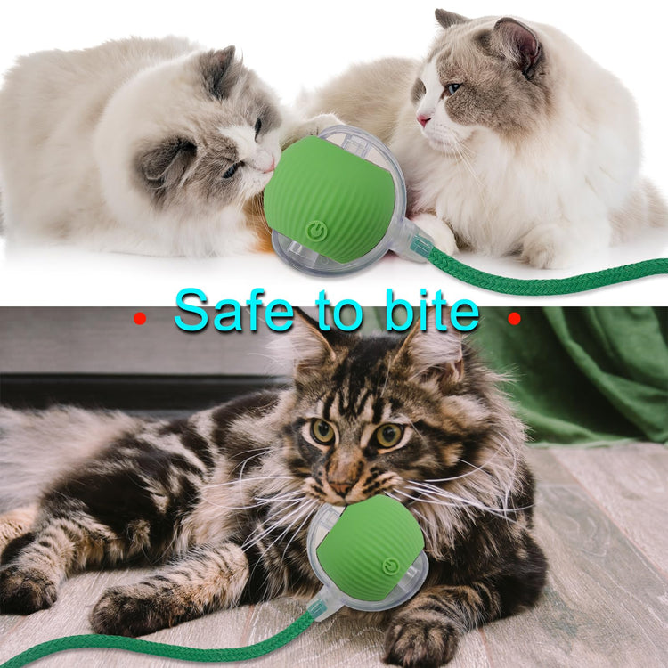 Interactive Cat Dog Toy Ball: Indoor Small Automatic Moving Smart Rolling Fun Pet Game with Led Light and String Tail for Motion Activated, Cute Kitten Puppy Present, Exercise Wheel Supplies (Yellow)