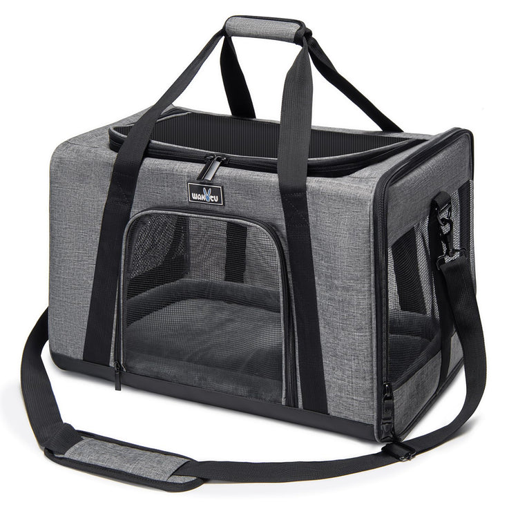 Wakytu Airline Approved Pet Carrier, TSA Approved Soft Sided Travel Bag for Small Dogs and Cats, 5 Mesh Windows & Padded Shoulder Strap for Plane Underseat, 17.7"x11"x8.3"