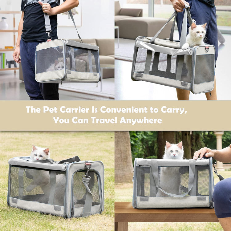 GAPZER Pet Carrier for Large Cats, Soft-Sided Cat Carrier for Medium Big Cats and Puppy up to 20lbs, Washable Dog Carrier Privacy Protection for Home Outdoor Travel