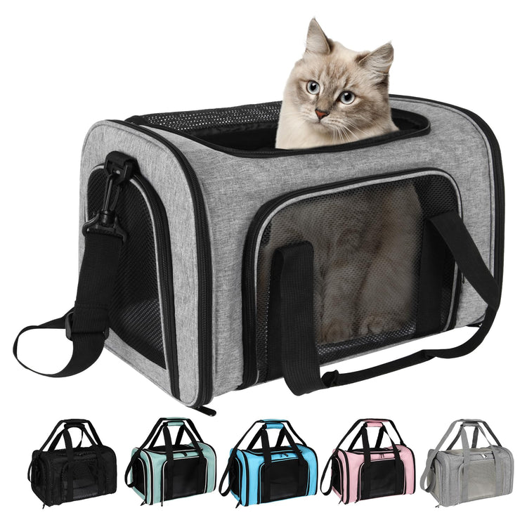 Cat, Dog Carrier for Small Medium Pet Carriers Up to15Lbs, Cats Carrier Soft- Sided Puppy Dogs Bag Portable Foldable Airline Approved Carrier Travel (Green 18 * 11 * 11)