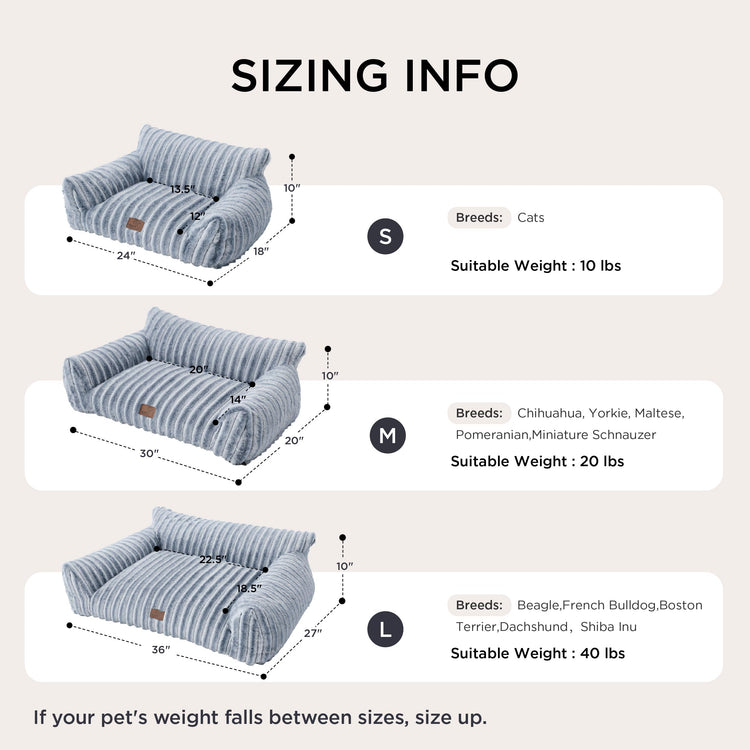Bedsure ComfyFleece™ Cute Cat Couch for Pets - As Seen on TV on Good Day New York, Fluffy Cats beds for Indoor Cats with Removable Washable Cover, Supportive Pet Sofa, 24inch, Cream