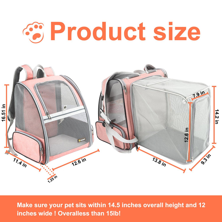 Texsens Innovative Traveler Bubble Backpack Pet Carriers for Cats and Dogs (Black)