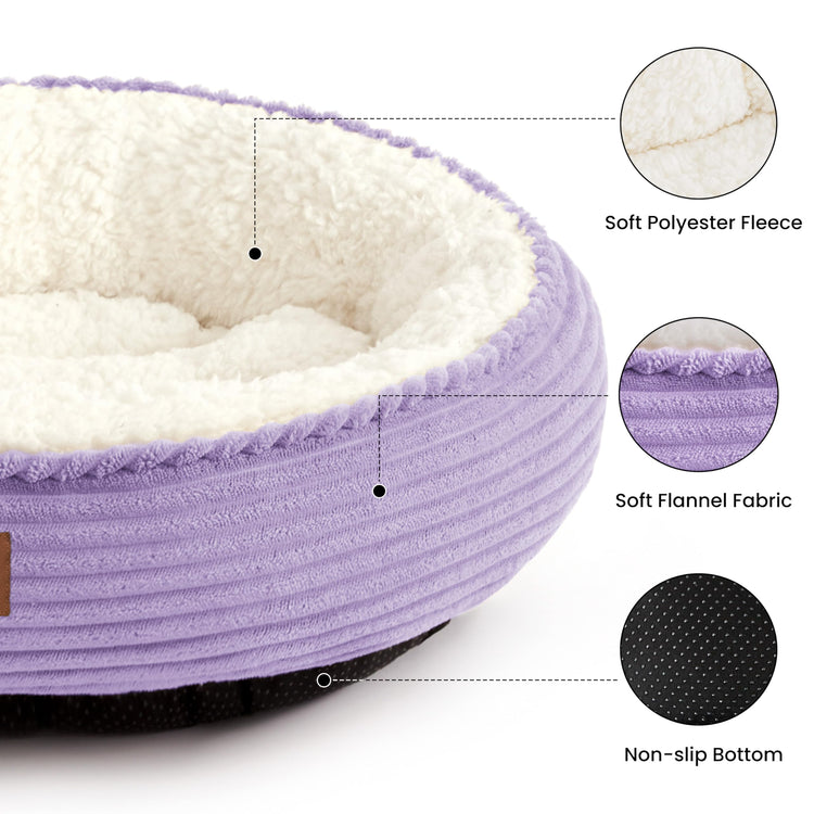 Love's cabin Round Donut Cat and Dog Cushion Bed, 20in Bed for Cats or Small Dogs, Anti-Slip & Water-Resistant Bottom, Super Soft Durable Fabric Pet Beds, Washable Luxury Cat & Dog Bed Gray