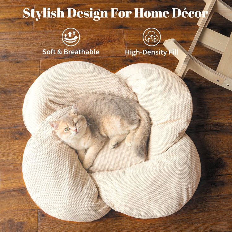 CHEERHOME PETS Elevated Cat Bed Wooden with Cushion Fluffy Pet Couch Sofa for Indoor Cats Raised Kitty Lounge Chair Suitable for Puppy, Cat Furniture(Pink)