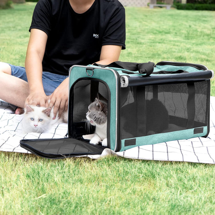 GAPZER Pet Carrier for Large Cats, Soft-Sided Cat Carrier for Medium Big Cats and Puppy up to 20lbs, Washable Dog Carrier Privacy Protection for Home Outdoor Travel