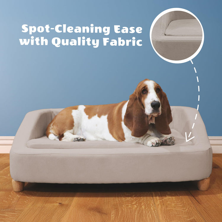 CRITTER SITTERS 33” Faux Suede Ped Bed in Brown, Durable Washable Sofa Couch for Small & Medium Cats & Dogs, Must Have Accessory for Yorkies, Shih Tzus & Frenchies, Kitten & Puppy Essential Furniture
