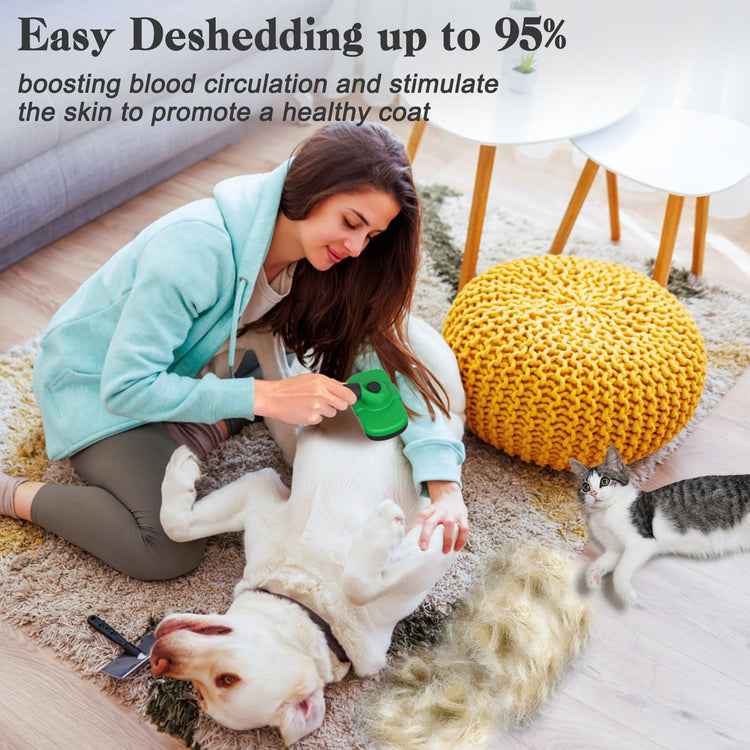 Dipoo Self-Cleaning Pet Grooming Brush - Skin-Friendly Deshedding Tool for Dogs & Cats in Pink, Removes Loose Hair and Tangles
