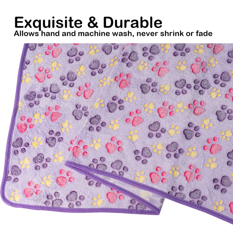 Dono 1 Pack 3 Dog Blankets, Soft Fluffy Fleece Pet Blanket Warm Sleep Mat Paw Print Design Puppy Kitten Throw Blanket Doggy Mat Blanket for Dogs