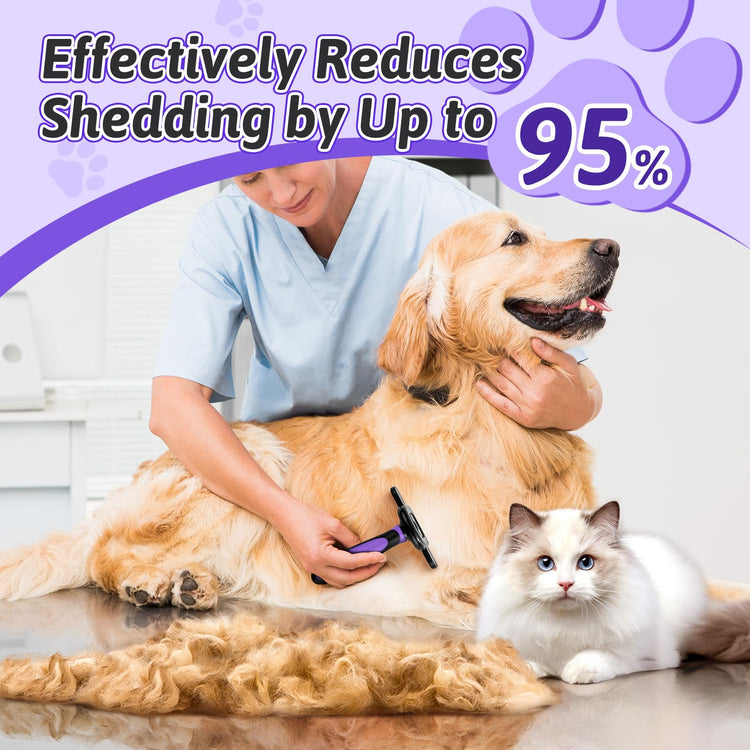 MIU COLOR Pet Grooming Brush, Deshedding Tool for Dogs & Cats, Effectively Reduces Shedding by up to 95% for Short Medium and Long Pet Hair, Purple