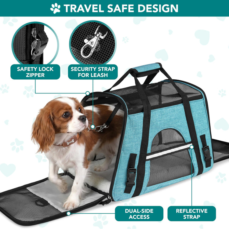 PetAmi Airline Approved Pet Carrier for Cats & Small Dogs, Soft Sided TSA Travel Carrier Bag with Sherpa Bed, Breathable Mesh Ventilation, Collapsible Bowl, Fits Under Seat, Up to 18 lbs, Small Pink