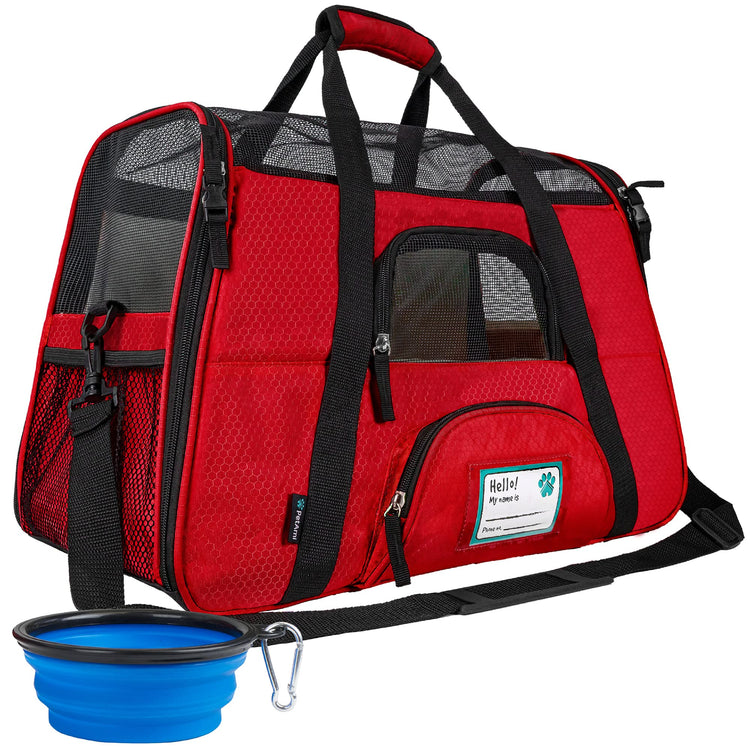 PetAmi Airline Approved Pet Carrier for Cats & Small Dogs, Soft Sided TSA Travel Carrier Bag with Sherpa Bed, Breathable Mesh Ventilation, Collapsible Bowl, Fits Under Seat, Up to 18 lbs, Small Pink