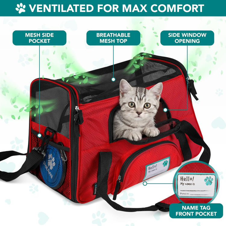 PetAmi Airline Approved Pet Carrier for Cats & Small Dogs, Soft Sided TSA Travel Carrier Bag with Sherpa Bed, Breathable Mesh Ventilation, Collapsible Bowl, Fits Under Seat, Up to 18 lbs, Small Pink