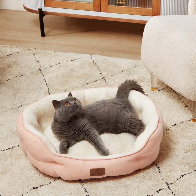 Bedsure Dog Beds for Small Dogs - Round Medium Cat Beds for Indoor Cats, Washable Pet Bed for Puppy and Kitten with Slip-Resistant Bottom, 25 Inches, Taupe