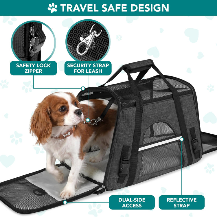 PetAmi Airline Approved Pet Carrier for Cats & Small Dogs, Soft Sided TSA Travel Carrier Bag with Sherpa Bed, Breathable Mesh Ventilation, Collapsible Bowl, Fits Under Seat, Up to 18 lbs, Small Pink