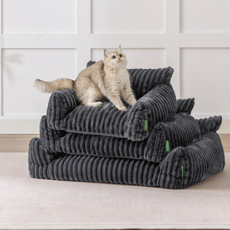 Cute Couch Bed for Pets, Supportive Cat Sofa for Indoor Cats, Small Dog Sofa Bed for Small Dogs, Grey, 24 inches