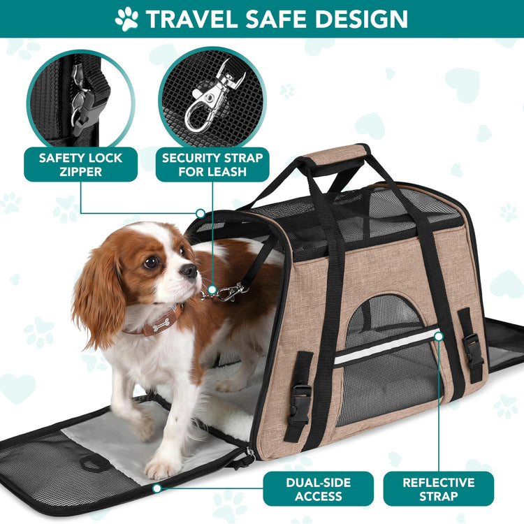 PetAmi Airline Approved Pet Carrier for Cats & Small Dogs, Soft Sided TSA Travel Carrier Bag with Sherpa Bed, Breathable Mesh Ventilation, Collapsible Bowl, Fits Under Seat, Up to 18 lbs, Small Pink