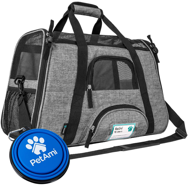 PetAmi Airline Approved Pet Carrier for Cats & Small Dogs, Soft Sided TSA Travel Carrier Bag with Sherpa Bed, Breathable Mesh Ventilation, Collapsible Bowl, Fits Under Seat, Up to 18 lbs, Small Pink