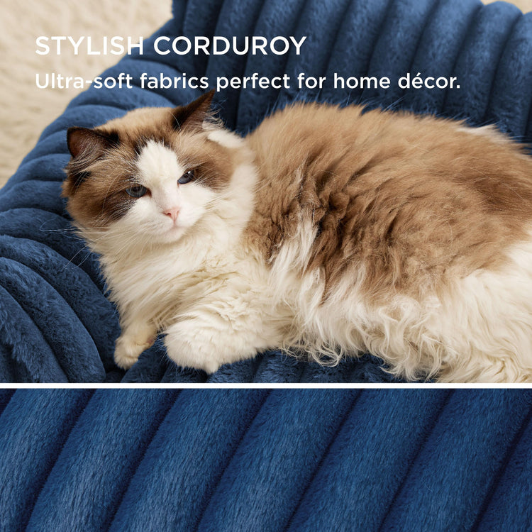 Bedsure ComfyFleece™ Cute Cat Couch for Pets - As Seen on TV on Good Day New York, Fluffy Cats beds for Indoor Cats with Removable Washable Cover, Supportive Pet Sofa, 24inch, Cream