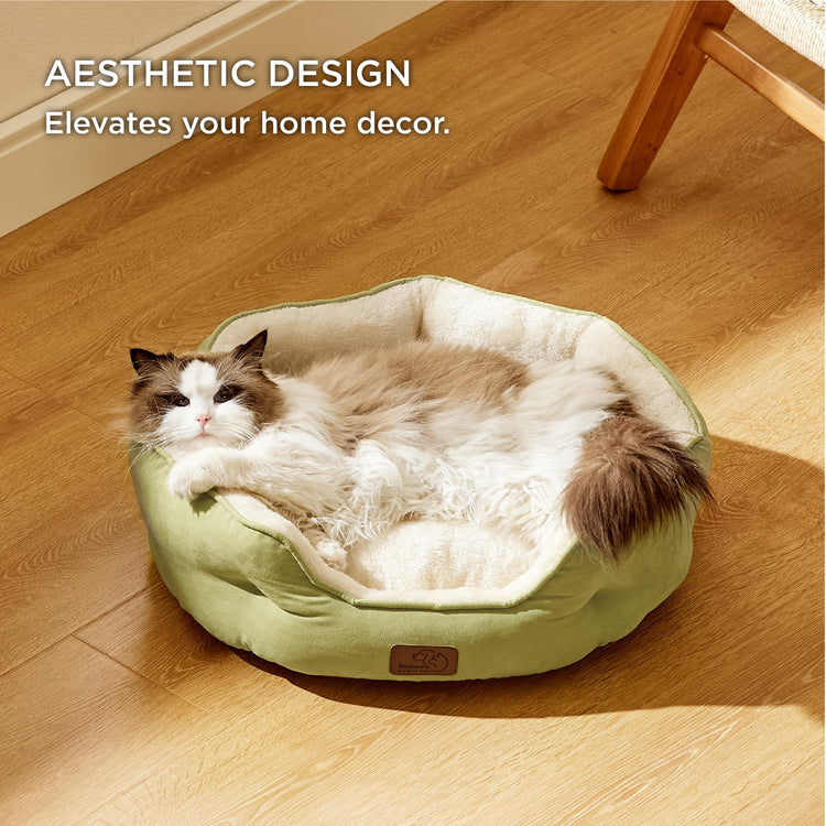 Bedsure Dog Beds for Small Dogs - Round Medium Cat Beds for Indoor Cats, Washable Pet Bed for Puppy and Kitten with Slip-Resistant Bottom, 25 Inches, Taupe