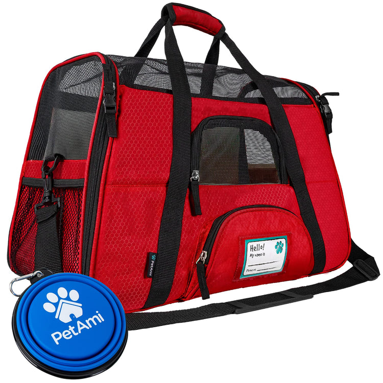 PetAmi Airline Approved Pet Carrier for Cats & Small Dogs, Soft Sided TSA Travel Carrier Bag with Sherpa Bed, Breathable Mesh Ventilation, Collapsible Bowl, Fits Under Seat, Up to 18 lbs, Small Pink