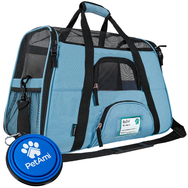 PetAmi Airline Approved Pet Carrier for Cats & Small Dogs, Soft Sided TSA Travel Carrier Bag with Sherpa Bed, Breathable Mesh Ventilation, Collapsible Bowl, Fits Under Seat, Up to 18 lbs, Small Pink
