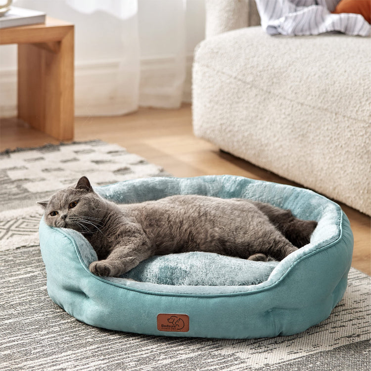 Bedsure Dog Beds for Small Dogs - Round Medium Cat Beds for Indoor Cats, Washable Pet Bed for Puppy and Kitten with Slip-Resistant Bottom, 25 Inches, Taupe
