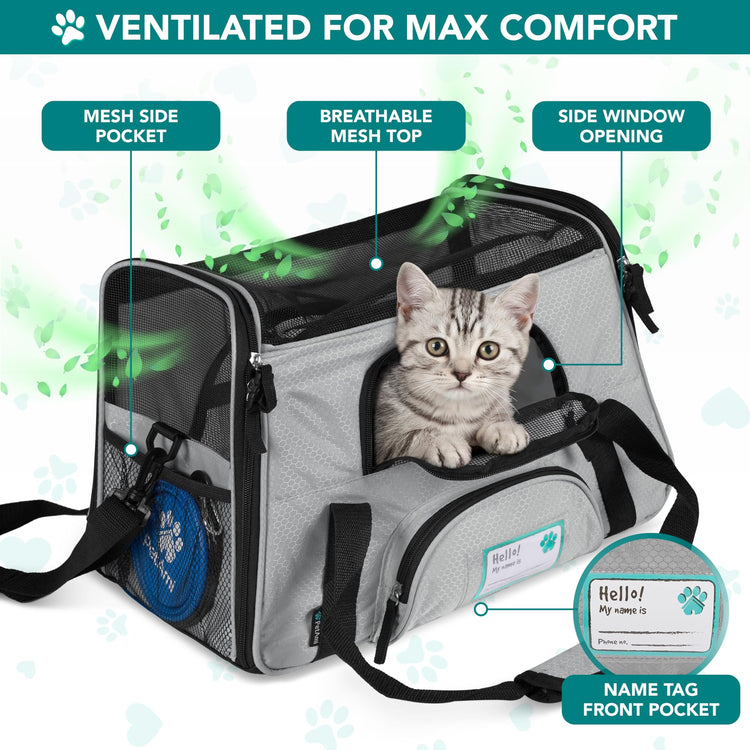 PetAmi Airline Approved Pet Carrier for Cats & Small Dogs, Soft Sided TSA Travel Carrier Bag with Sherpa Bed, Breathable Mesh Ventilation, Collapsible Bowl, Fits Under Seat, Up to 18 lbs, Small Pink