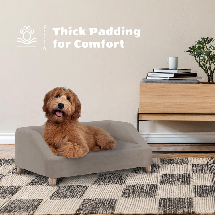 CRITTER SITTERS 33” Faux Suede Ped Bed in Brown, Durable Washable Sofa Couch for Small & Medium Cats & Dogs, Must Have Accessory for Yorkies, Shih Tzus & Frenchies, Kitten & Puppy Essential Furniture
