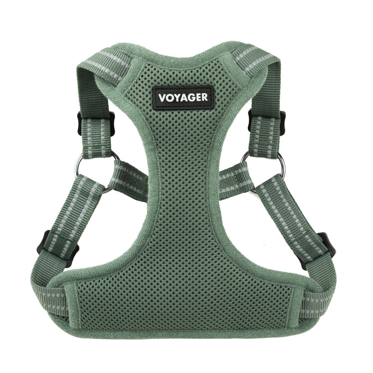 Best Pet Supplies Voyager Adjustable Step-in Flex Breathable Mesh Dog Harness for Small Medium Large Dogs Leash Set (Purple), M