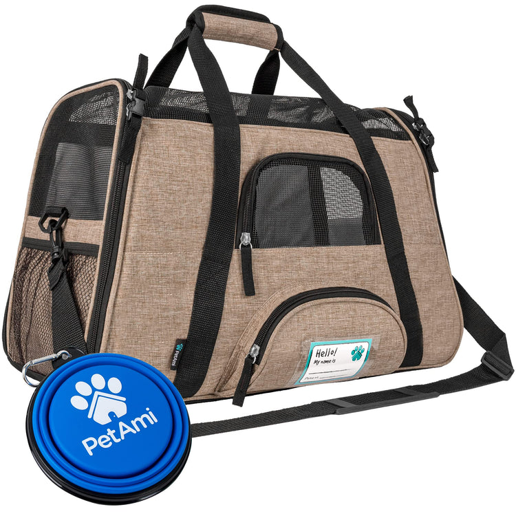 PetAmi Airline Approved Pet Carrier for Cats & Small Dogs, Soft Sided TSA Travel Carrier Bag with Sherpa Bed, Breathable Mesh Ventilation, Collapsible Bowl, Fits Under Seat, Up to 18 lbs, Small Pink