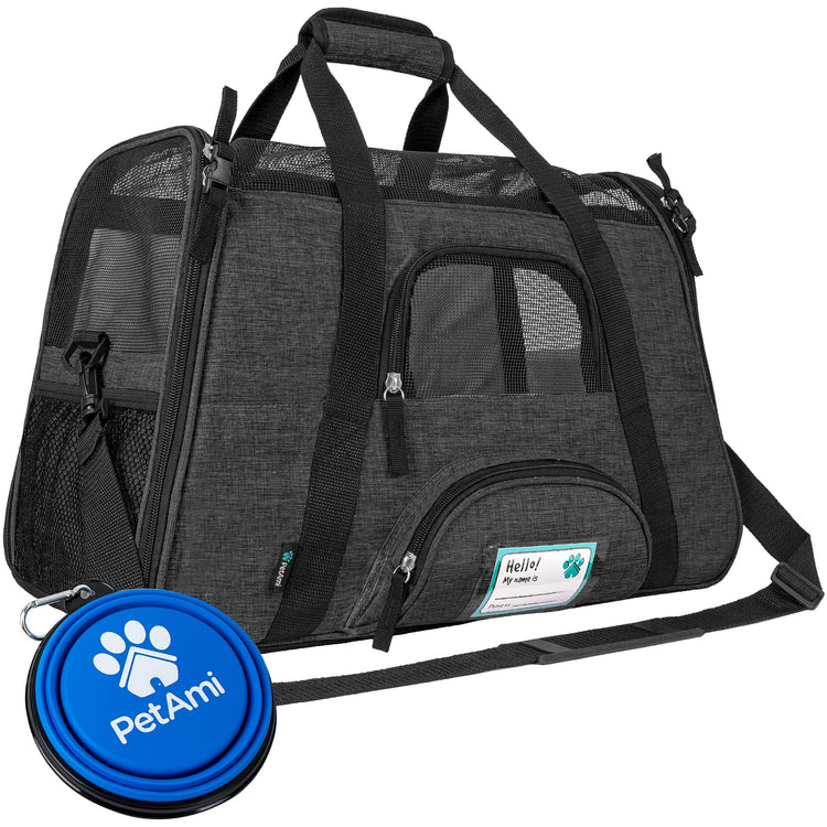 PetAmi Airline Approved Pet Carrier for Cats & Small Dogs, Soft Sided TSA Travel Carrier Bag with Sherpa Bed, Breathable Mesh Ventilation, Collapsible Bowl, Fits Under Seat, Up to 18 lbs, Small Pink