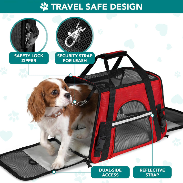 PetAmi Airline Approved Pet Carrier for Cats & Small Dogs, Soft Sided TSA Travel Carrier Bag with Sherpa Bed, Breathable Mesh Ventilation, Collapsible Bowl, Fits Under Seat, Up to 18 lbs, Small Pink