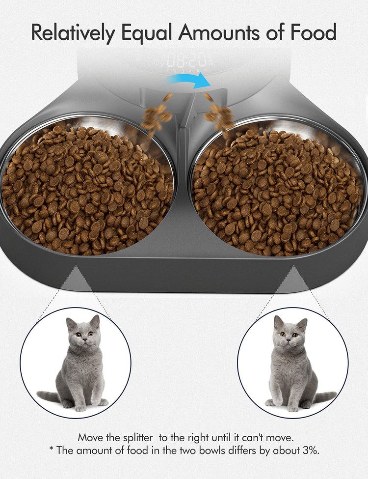 PETLIBRO Pet Food Splitter with Stainless Steel Bowls, Automatic Cat Feeder Bowls for Two Cats or Dogs, Suitable for PETLIBRO Automatic Cat Feeder PLAF005, PLAF006, PLAF103, PLAF203, White